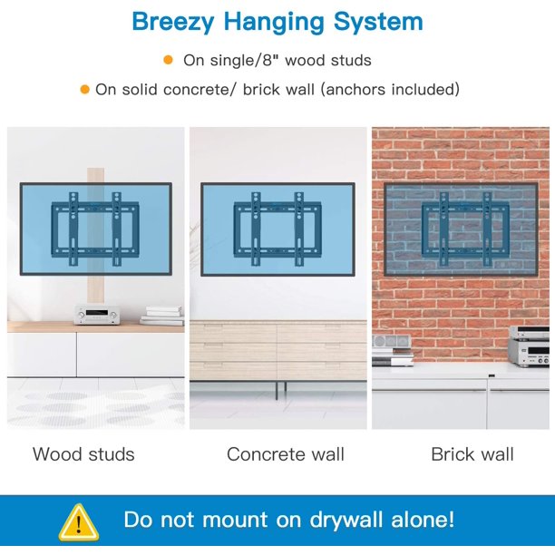 Fixed TV Wall Mount Bracket for 17-42 Inch LED, LCD, OLED, 4K Flat Curved Screen TVs Hold up to 66lbs, Max 200x200mm - Walmart.com