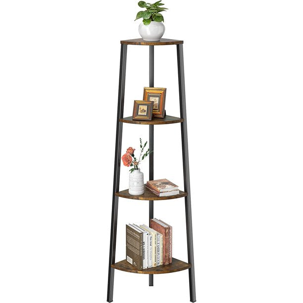 Myfurnideal 4 Tier Corner Shelf Standing Corner Display Rack for Bedroom, Living Room, Office, Kitchen, Rustic Brown - Walmart.com