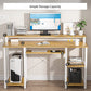 47" Computer Desk with Monitor Stand, Storage Shelves and Keyboard Tray Studying Writing Table for Home Office, Bamboo - Walmart.com