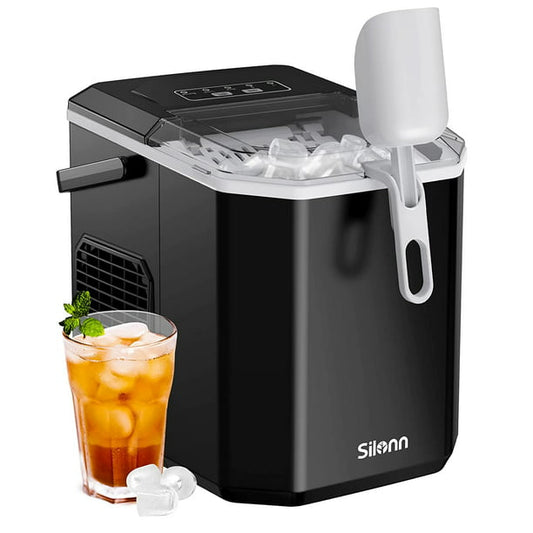 Countertop Ice Maker Machine with Handle, 9pcs/6min, 26lbs/24h, Self-Cleaning, W/2 Sizes Bullet-Shaped Ice, W/Scoop & Basket, Black - Walmart.com