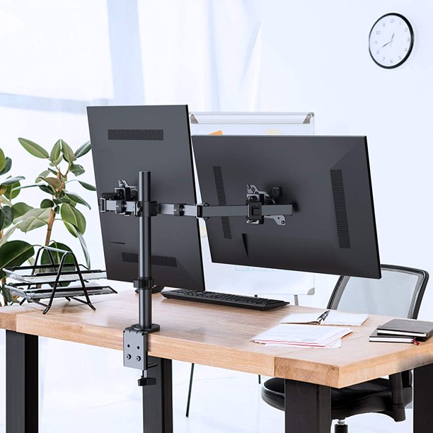 Myfurnideal Dual Monitor Stand for 17-32 inch LCD Screen Adjustable Monitor Mount with Swivel and Tilt, Hold up to 26lbs - Walmart.com