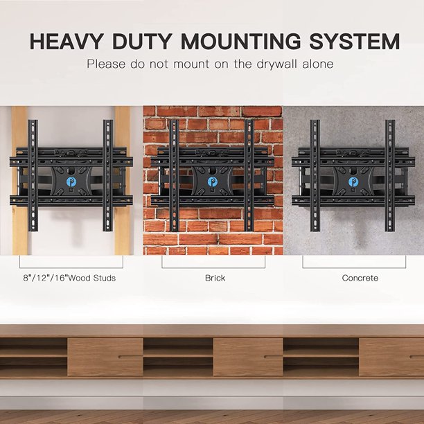 Full Motion TV Wall Mount Bracket for Most 17-55 Inches Flat Curved TVs, Holds up to 88lbs, Max 400mmX400mm - Walmart.com