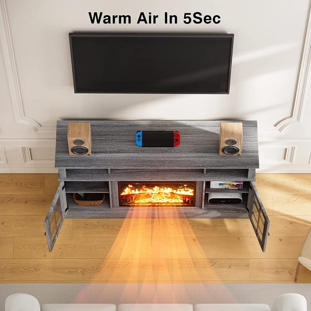 Fireplace TV Stand for 65 inch TV Fireplace Entertainment Center with Adjustable Shelves TV Console Table for Living Room Bedroom - Walmart.com