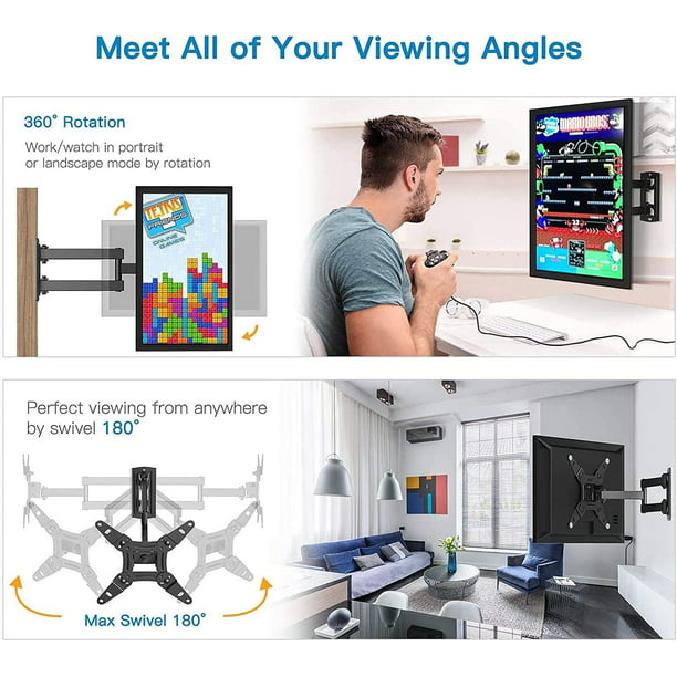 Full Motion TV Mount Monitor Wall Bracket for Most 13-42 Inch TVs and Monitors, Hold up to 44 lbs - Walmart.com