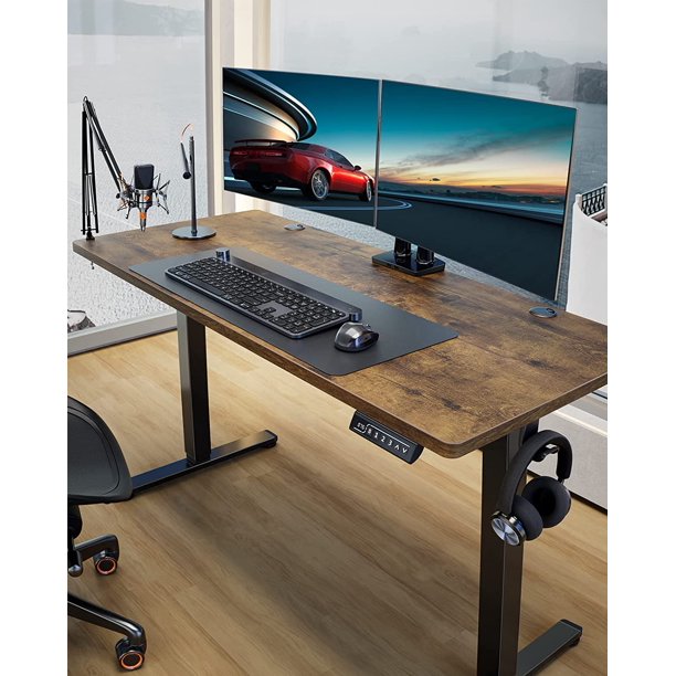 Electric Standing Desk 63x 28 Inches Height Adjustable Sit Stand up Desk Memory Computer Home Office Desk, Vintage Brown - Walmart.com