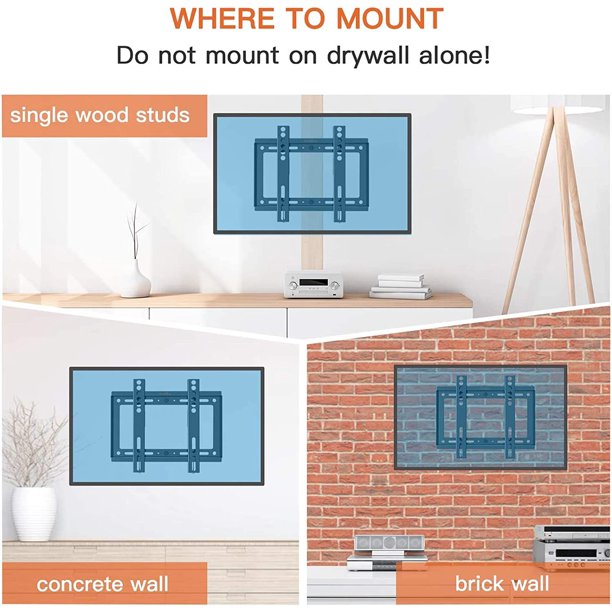 Fixed TV Wall Mount Bracket for Most 17-42 Inch Flat Curved TVs, Holds up to 66lbs, Max 200 x 200mm - Walmart.com