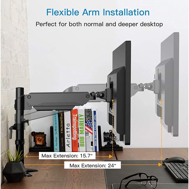 Myfurnideal Single Monitor Mount for 17-32 Inch Screen Adjustable Monitor Stand with Articulating Gas Spring Arm, Holds up to 17.6lbs - Walmart.com