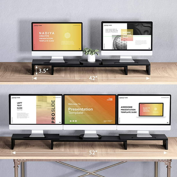 Triple Monitor Stand Riser with 2 Slots for Phone & Tablet Adjustable Computer Stand for Computer, Screen, Tablet, Printer - Walmart.com