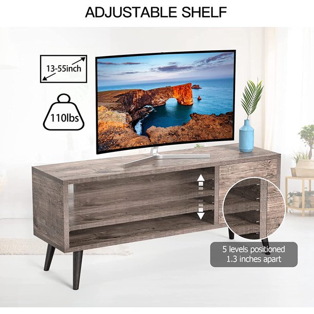 TV Console Table with Storage for 55 inch TV Retro Wood TV Stand & Entertainment Center for Living Room Bedroom - Walmart.com