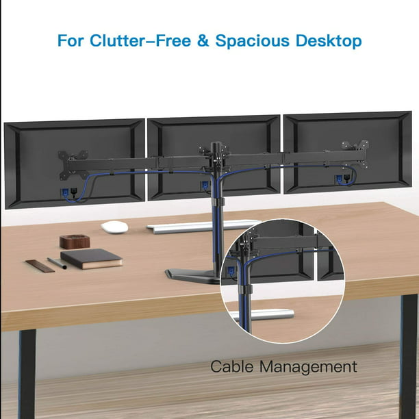 Myfurnideal Triple Monitor Stand for three 13" to 24" Monitors Desk Stand with Fully Adjustable Arms, Hold up to 22 lbs - Walmart.com