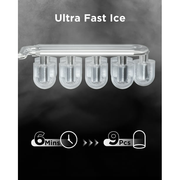 Ice Makers Portable Countertop, 26lbs/24h, 9pcs/6min, w/ 2 Sizes Bullet-Shaped Ice, Self-Cleaning, w/Scoop & Basket for Home, Kitchen, Office, Bar - Walmart.com