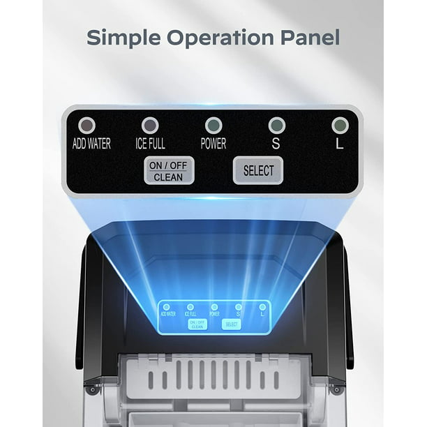 Countertop Ice Maker Machine with Handle, 9pcs/6min, 26lbs/24h, W/2 Sizes Bullet-Shaped Ice, W/Scoop & Basket, Self-Cleaning, Silver - Walmart.com