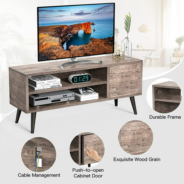 TV Console Table with Storage for 55 inch TV Retro Wood TV Stand & Entertainment Center for Living Room Bedroom - Walmart.com
