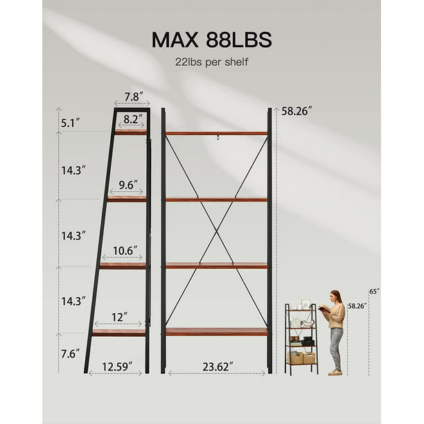 Myfurnideal 4-Tier Ladder Shelf Industrial Storage Bookshelf Standing Bookcase for Living Room, Bedroom, Kitchen, Bathroom, Balcony - Walmart.com