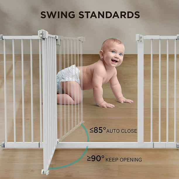 30" Height Baby Gate 29.1" to 47.6" Extra Wide Dog Gate with 2.8/5.5/8.3 Inch Extension kit for Stairs, Hallways, Bedrooms, White - Walmart.com