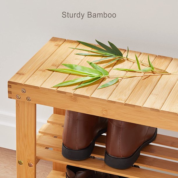 Bamboo 3-Tier Shoe Rack Bench Sturdy Shoe Organizer for Entryway Bedroom Living Room Balcony, Hold up to 300lbs - Walmart.com
