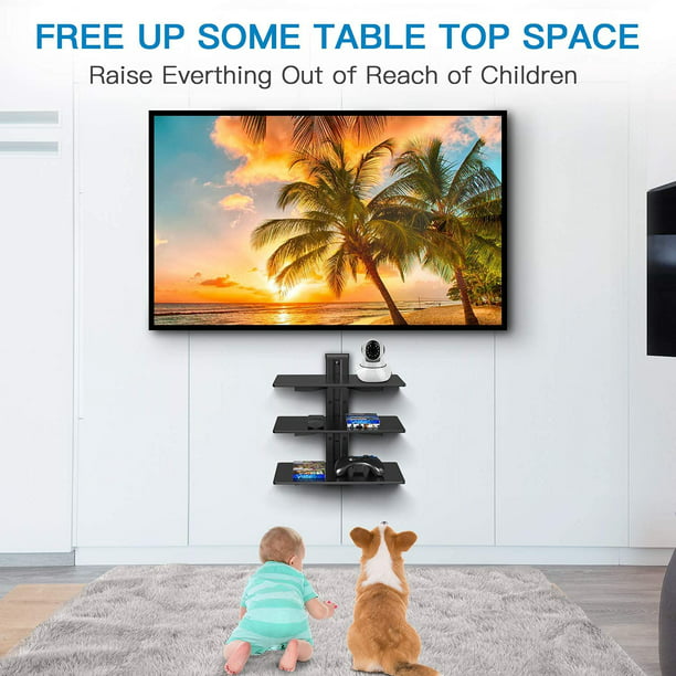 Floating AV Shelf Triple Wall Mount TV Shelf, Holds up to 17.6lbs DVD DVR Component Shel for Xbox, Projector, WiFi Router, Game Console and Cable Box - Walmart.com