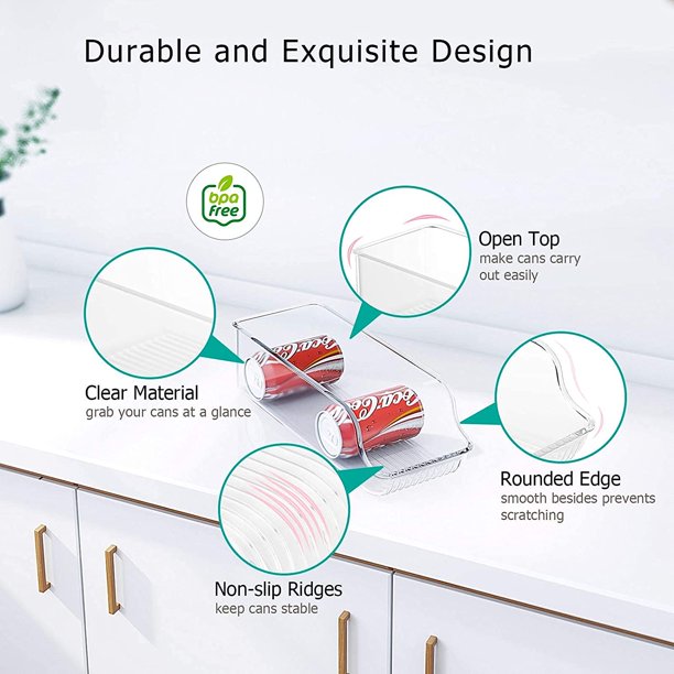 4 Pack Refrigerator Organizer Bins Stackable Plastic Clear Pop Soda Can Dispenser Holder for Fridge, Freezer, Pantry, Kitchen, Countertop and Cabinet - Walmart.com
