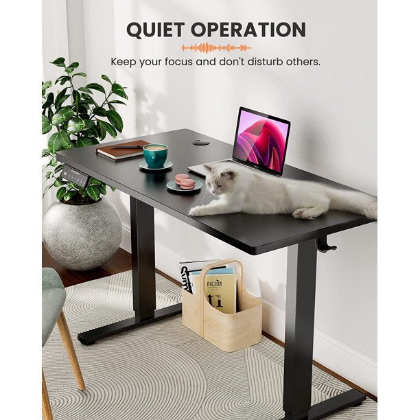 Electric Standing Desk with Wheels 55 x 24 Inch Height Adjustable Computer Stand Up Table for Home Office, Black - Walmart.com