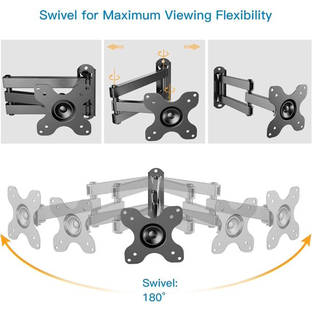 Full Motion TV Wall Mount Bracket for Most 13-30 inch TVs Monitors, Holds up to 33lbs, Max 100x100mm - Walmart.com
