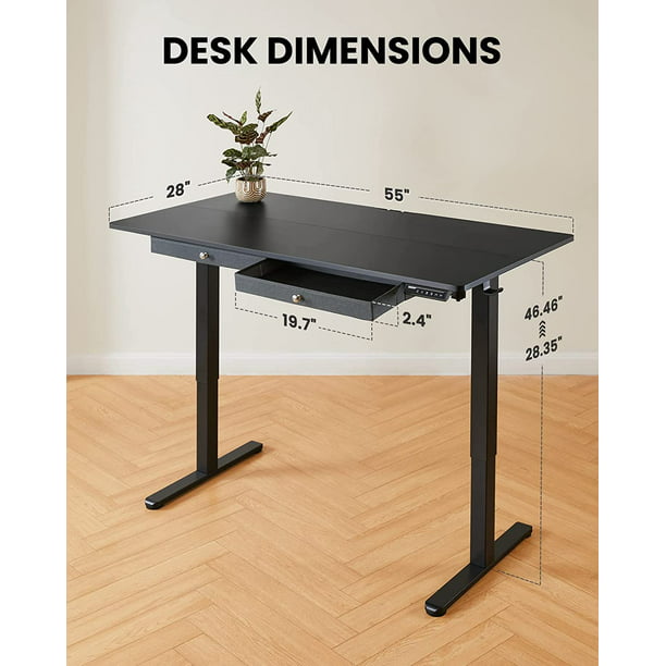 Electric Standing Desk with Drawer 55 x 28 Inches Height Adjustable Sit Stand up Desk Memory Computer Home Office Desk - Walmart.com