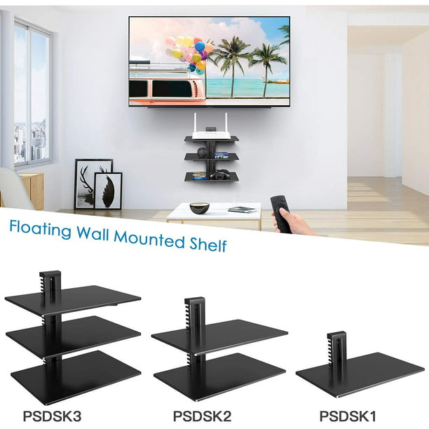 Floating AV Shelf Triple Wall Mount TV Shelf, Holds up to 17.6lbs DVD DVR Component Shel for Xbox, Projector, WiFi Router, Game Console and Cable Box - Walmart.com