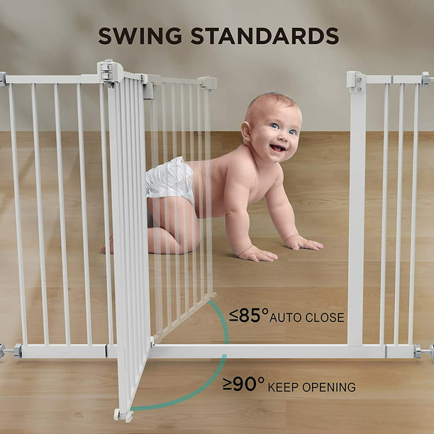 30" Height Baby Gate 29.1" to 39.4" Extra Wide Dog Gate with 2.8/5.5/8.3 Inch Extension kit for Stairs, Hallways, Bedrooms, White - Walmart.com