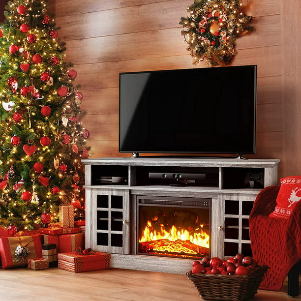 Fireplace TV Stand for 65 inch TV Fireplace Entertainment Center with Adjustable Shelves TV Console Table for Living Room Bedroom - Walmart.com