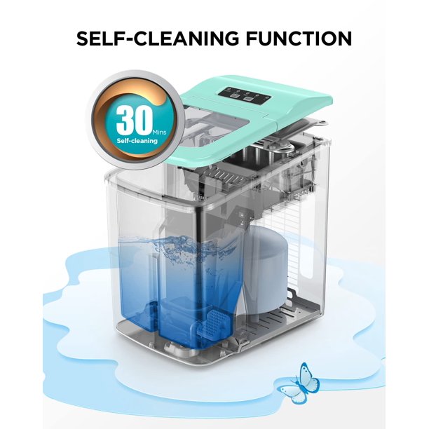 Ice Maker Machine for Countertop W/ 2 Sizes Bullet-Shaped Ice, 9pcs/6min, 26lbs/24h, Self-Cleaning, W/Scoop & Basket for Home, Kitchen, Office, Bar (Green) - Walmart.com
