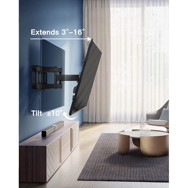 Myfurnideal Full Motion TV Wall Mount for Most 37-84 Inch Flat Curved Screen Wall Bracket with Articulating Arms, Holds up to 132lbs, Max 600x400mm - Walmart.com