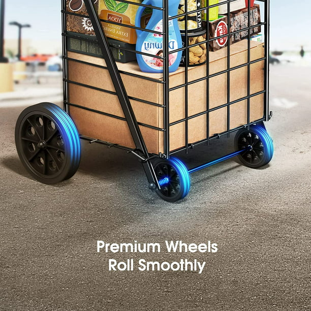 Myfurnideal Shopping Cart Folding Steel Rolling Laundry Basket with 176 lbs Large Capacity - Walmart.com