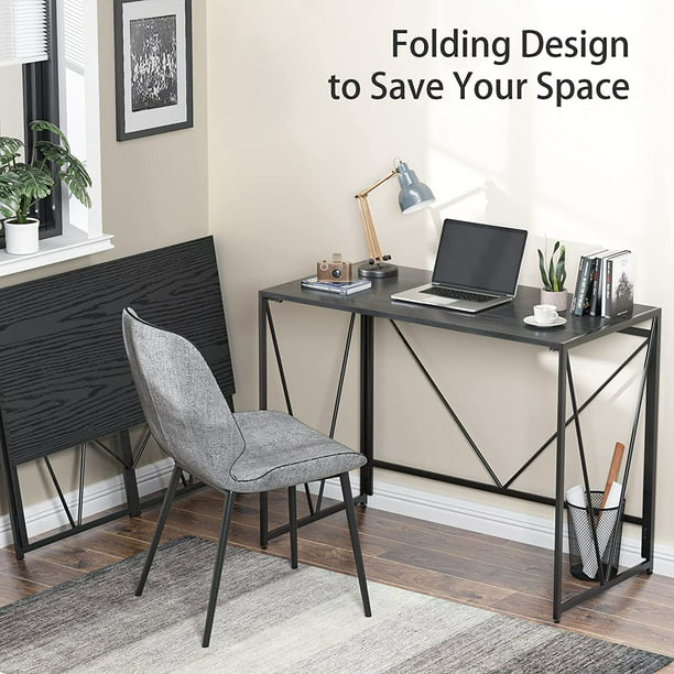 Myfurnideal Folding Computer Desk Modern Study Desk Laptop Table for Home, Office, Black - Walmart.com