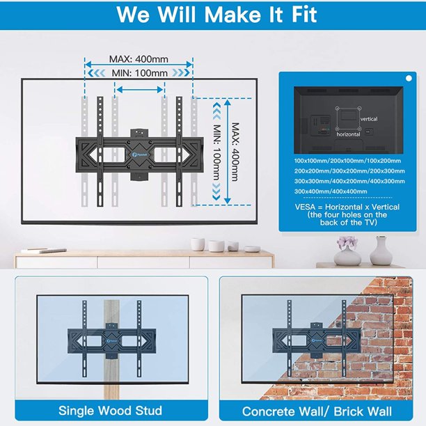 Full Motion TV Wall Mount for Most 26-60 Inch TVs Single Articulating Arms TV Bracket, Hold up to 77lbs, Max 400x400mm, Support Swivel, Tilt, Level Adjustment - Walmart.com