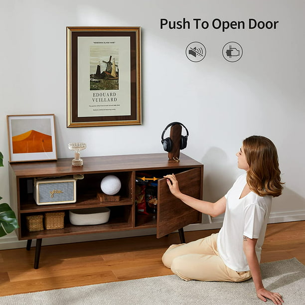 TV Console Table with Storage for 55 inch TV Retro Wood TV Stand & Entertainment Center for Living Room Bedroom - Walmart.com