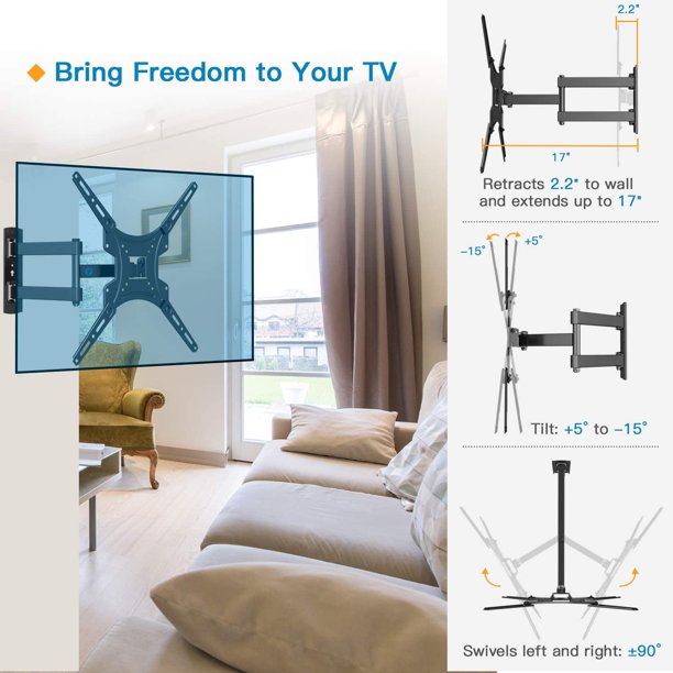 Myfurnideal Full Motion TV Wall Mount Bracket for Most 13-55 Inch LED LCD Flat Curved Screen TVs, Hold up to 66lbs