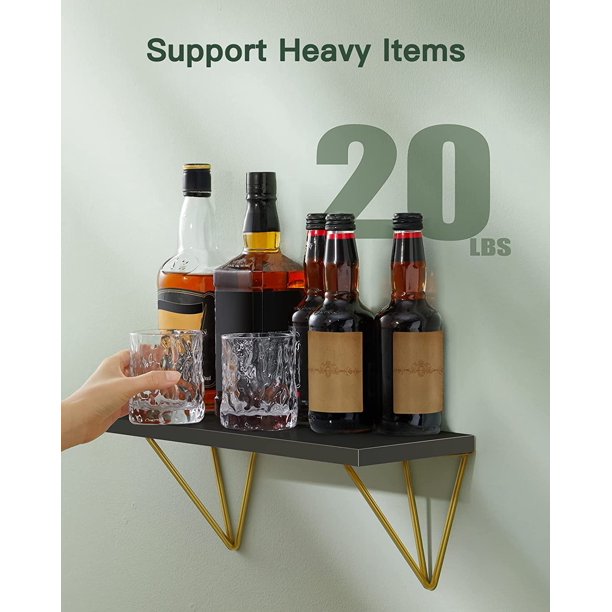 Myfurnideal 3 Sets Floating Shelves Wall Mounted Shelves for Bedroom, Living Room, Bathroom, Kitchen, Black - Walmart.com