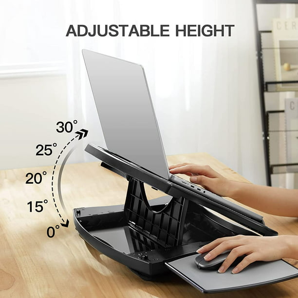 Portable Lap Desk with Cooling Fan and 5 Adjustable Angles 15.6" Laptop Stand with Detachable Mouse Pad for Home Office - Walmart.com