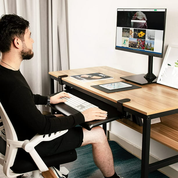 Keyboard Tray Under Desk with C Clamp 27 inch Keyboard Stand Slide Pull Out for Home or Office - Walmart.com