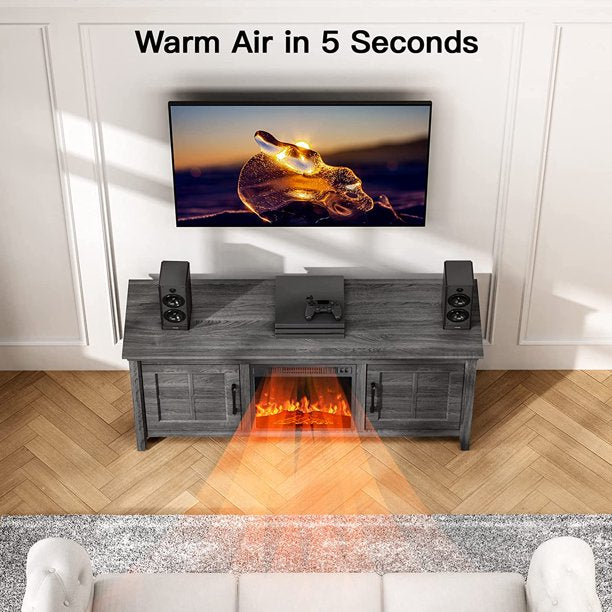 Electric Fireplace TV Stand for 70″ TVs Fireplace Entertainment Center TV Console Table with 18″ Fireplace, Holds up to 200 lbs - Walmart.com