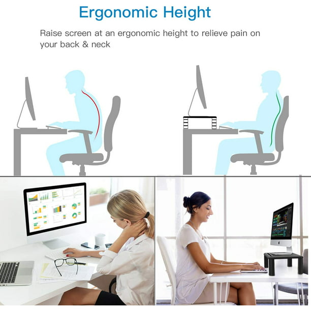 Pipishell Monitor Stand, 3 Height Adjustable Monitor Stand Riser with Table, Phone Holder for Desk, Desktop Riser for Laptop, Printer, PC Tower, for Home & Office Use - Walmart.com