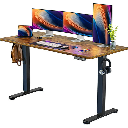 Electric Standing Desk 63x 28 Inches Height Adjustable Sit Stand up Desk Memory Computer Home Office Desk, Vintage Brown - Walmart.com