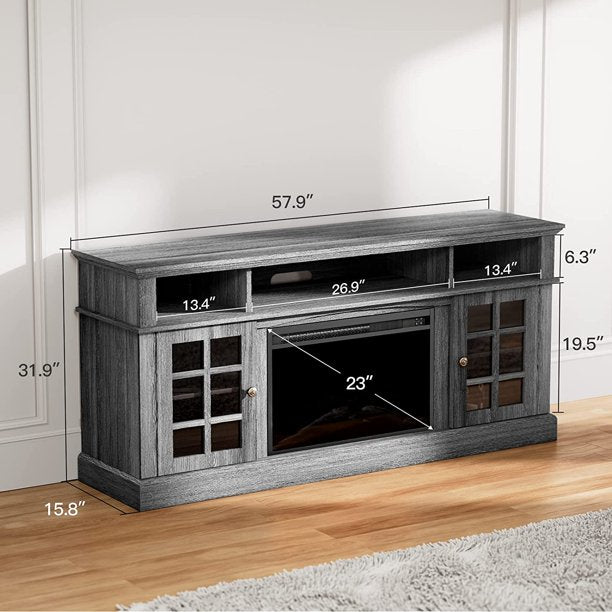 Fireplace TV Stand for 65 inch TV Fireplace Entertainment Center with Adjustable Shelves TV Console Table for Living Room Bedroom - Walmart.com