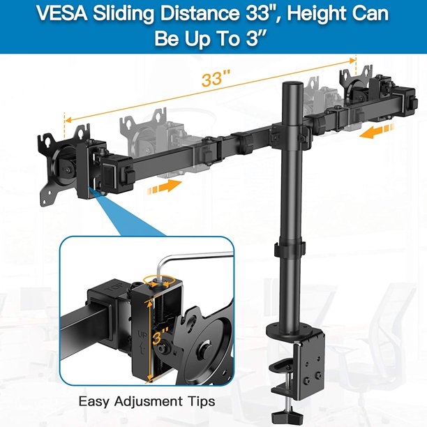 Myfurnideal Dual Monitor Stand for 17-32 inch LCD Screen Adjustable Monitor Mount with Swivel and Tilt, Hold up to 26lbs - Walmart.com