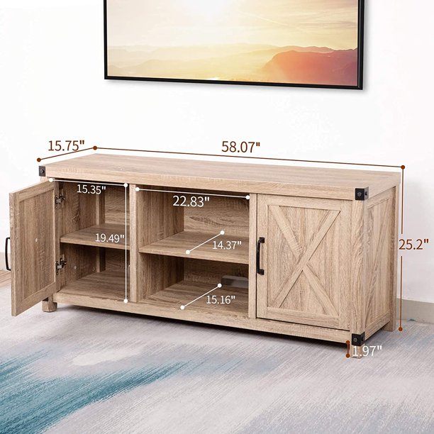 Console Cabinet for 65 Inch TVs with Media Shelves TV Stand Entertainment Center for Soundbar Barn Door TV Stand with Storage for Living Room - Walmart.com