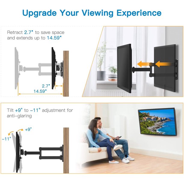 Full Motion TV Mount Monitor Wall Bracket for Most 13-42 Inch TVs and Monitors, Hold up to 44 lbs - Walmart.com