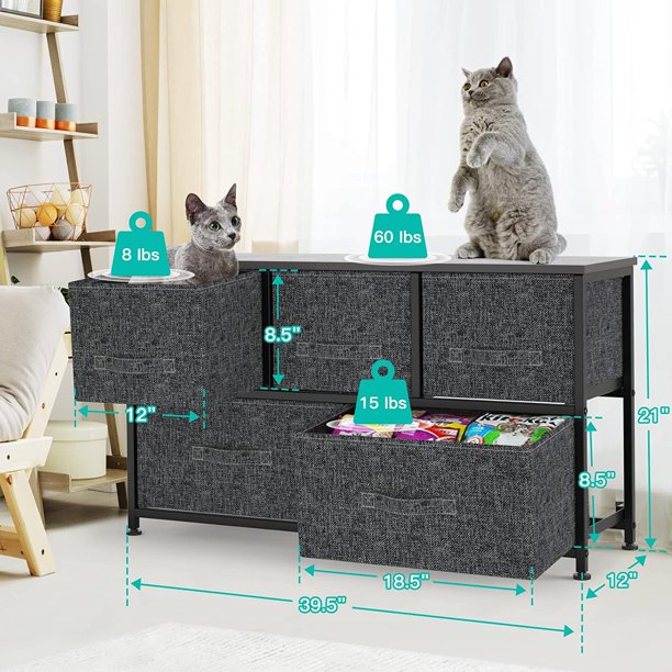 5 Drawer Fabric Dresser Wide Storage Tower with Wood Top Organizer Unit for Closet, Hallway, Entryway, Nursery Room, Bedroom, Living Room - Walmart.com