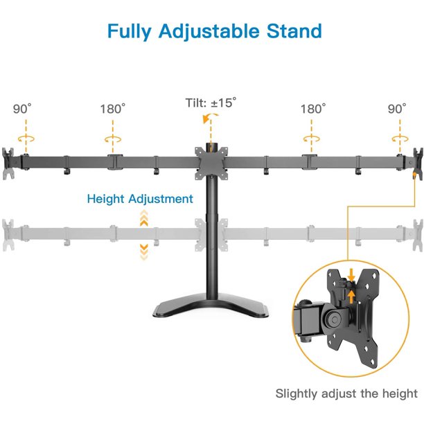 Myfurnideal Triple Monitor Stand for three 13" to 24" Monitors Desk Stand with Fully Adjustable Arms, Hold up to 22 lbs - Walmart.com