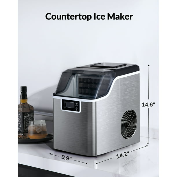 Ice Makers Countertop, 24pcs/13min, 45lbs/24h, 2 Ways to Add Water, Self-Cleaning, w/Scoop & Basket for Home, Kitchen, Office, Bar, Party - Walmart.com