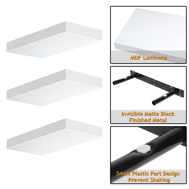 Myfurnideal 3 Packs Floating Shelves with Invisible Brackets Wall Mounted Shelves for Bedroom, Bathroom, Living Room, Kitchen - Walmart.com