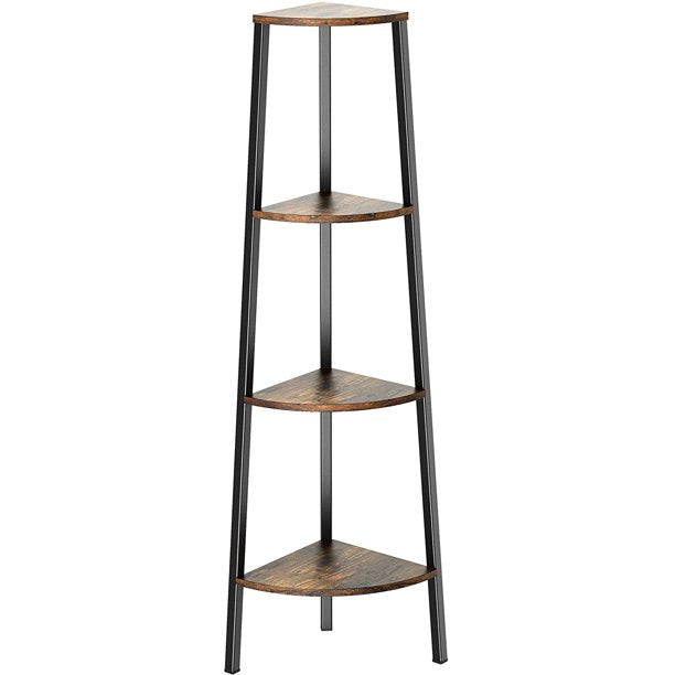 Myfurnideal 4 Tier Corner Shelf Standing Corner Display Rack for Bedroom, Living Room, Office, Kitchen, Rustic Brown - Walmart.com